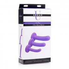 Load image into Gallery viewer, Tri-Play 3 Piece Silicone Dildo Set (Purple)