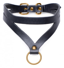 Load image into Gallery viewer, Bondage Baddie Collar with O-Ring (Black & Gold)