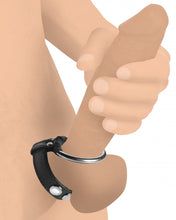 Load image into Gallery viewer, Leather and Steel Cock and Ball Ring (Black)