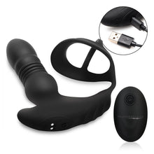 Load image into Gallery viewer, Thrusting Vibrator with Cock and Ball Ring and Remote
