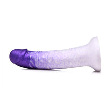 Load image into Gallery viewer, Swirl Realistic Silicone Dildo - 7 inch (Purple/White)