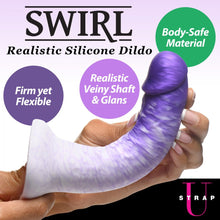Load image into Gallery viewer, Swirl Realistic Silicone Dildo - 7 inch (Purple/White)