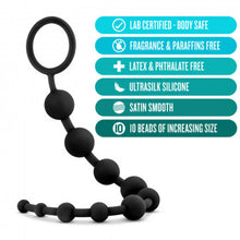 Load image into Gallery viewer, Anal Adventures 10 Silicone Anal Beads (Black)