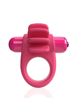 4b Skooch Vibrating Cock Ring with Clitoral Stimulator - Red/Strawberry