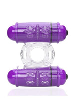 Load image into Gallery viewer, 4t Double Wammy Silicone Rechargeable Dual Vibrating Couples Cock Ring - Grape/Purple
