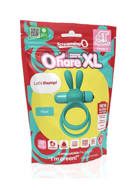 4t Ohare XL Rechargeable Silicone Rabbit Vibrating Cock Ring - Green/Kiwi - XLarge
