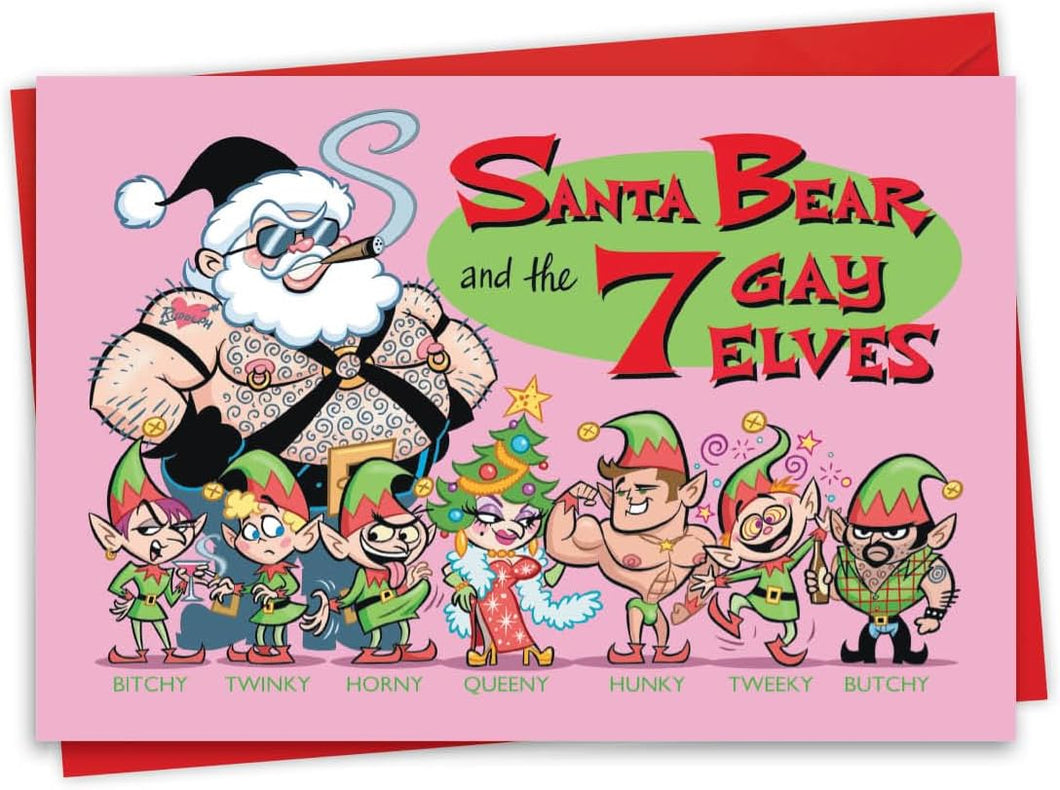 Card - Santa Bear and the 7 Gay Elves