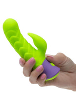 Load image into Gallery viewer, Rave Dragon G Rechargeable Silicone Rabbit Vibrator - Green/Purple
