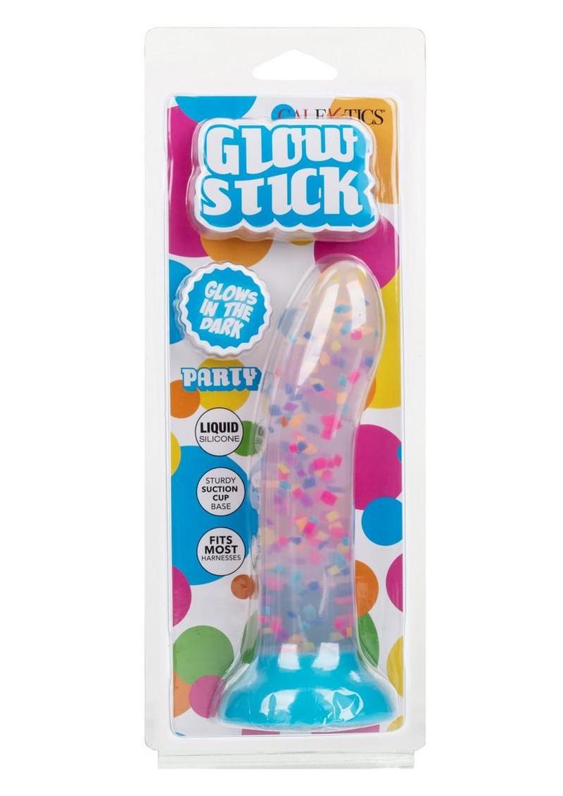 Glow Stick Party Silicone Glow-In-The-Dark Dildo with Suction - Blue