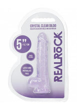 Load image into Gallery viewer, RealRock Crystal Clear Realistic Dildo with Balls 5in - Purple
