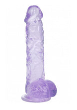 Load image into Gallery viewer, RealRock Crystal Clear Realistic Dildo with Balls 5in - Purple
