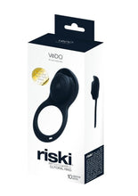 Load image into Gallery viewer, VeDo Riski Rechargeable Silicone Clitoral Vibrating Cock Ring For Couples - Black
