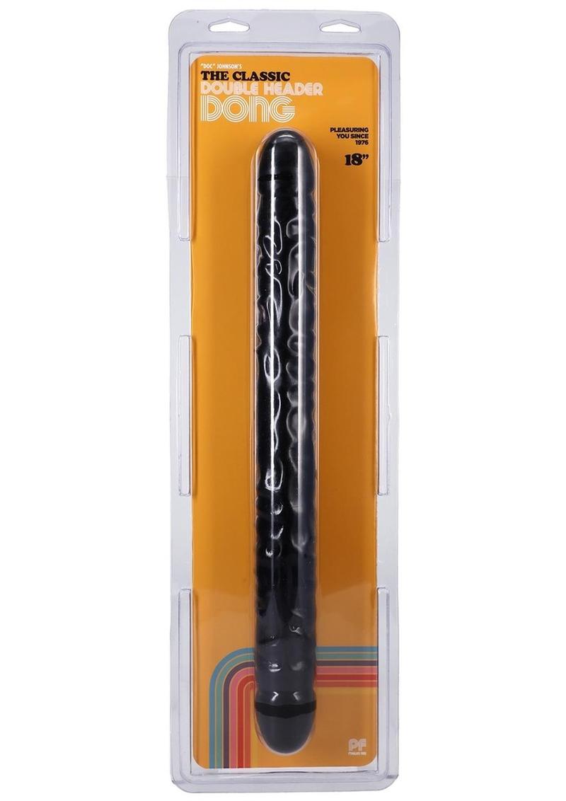 Double Header Veined Dildo  - 18 inch (Black)