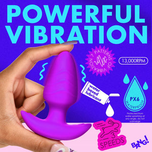 Bang Rotating Vibra Plug W/Remote Purple