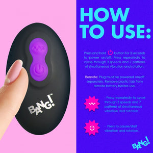 Bang Rotating Vibra Plug W/Remote Purple