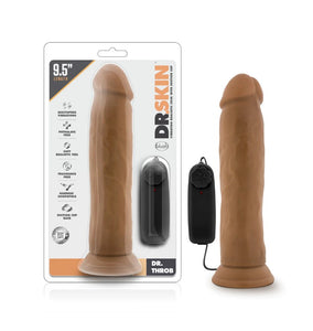 Dr. Skin Dr. Throb Remote Vibrating Dildo - 9.5 inch (Brown)