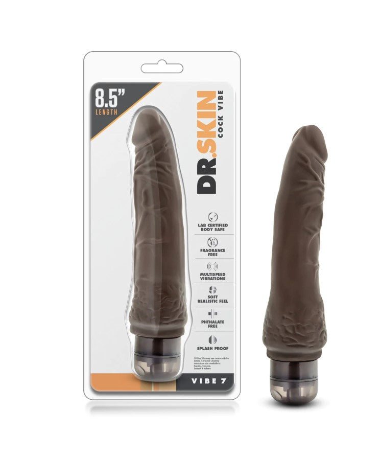 Dr. Skin Cock Vibe 7 Vibrating Dildo - 8.5 inch (Chocolate)