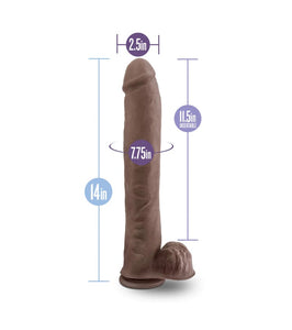 Au Naturel Daddy Realistic Dildo - 14 inch (Chocolate)