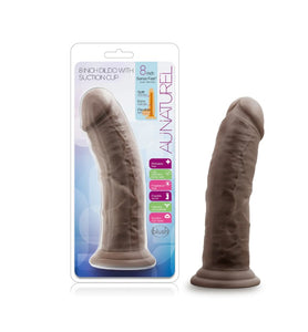Au Naturel Dildo with Suction - 8 inch (Chocolate)