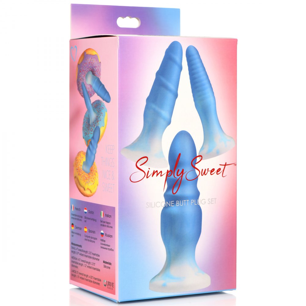 Simply Sweet Silicone Butt Plug - Set of 3 (Blue)