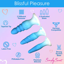 Load image into Gallery viewer, Simply Sweet Silicone Butt Plug - Set of 3 (Blue)
