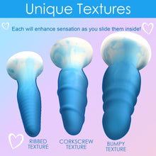 Load image into Gallery viewer, Simply Sweet Silicone Butt Plug - Set of 3 (Blue)
