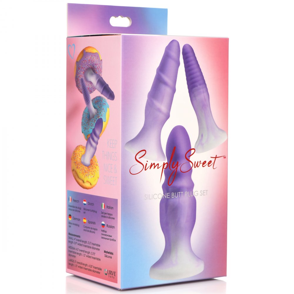 Simply Sweet Silicone Butt Plug - Set of 3 (Purple)