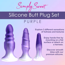 Load image into Gallery viewer, Simply Sweet Silicone Butt Plug - Set of 3 (Purple)
