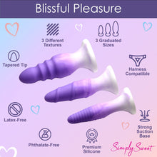 Load image into Gallery viewer, Simply Sweet Silicone Butt Plug - Set of 3 (Purple)
