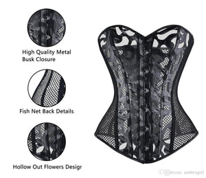 Corset Mesh with Bustier - 2XL (Black)