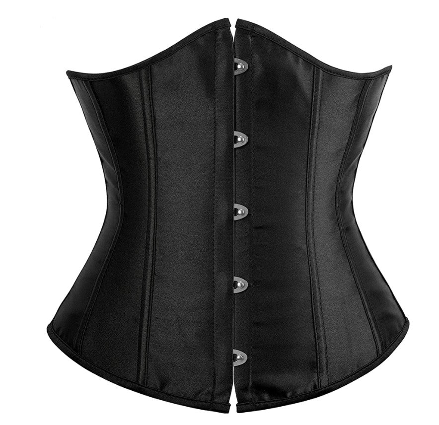 Corset Satin Boned - Medium (Black)