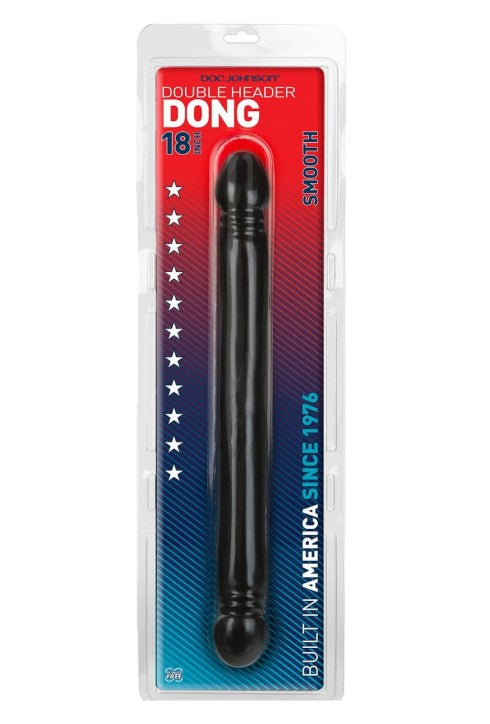Double Header Veined Dildo  - 18 inch (Black)