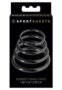 Sportsheets Rubber O Ring Cock Ring - 4 Pack (Black)