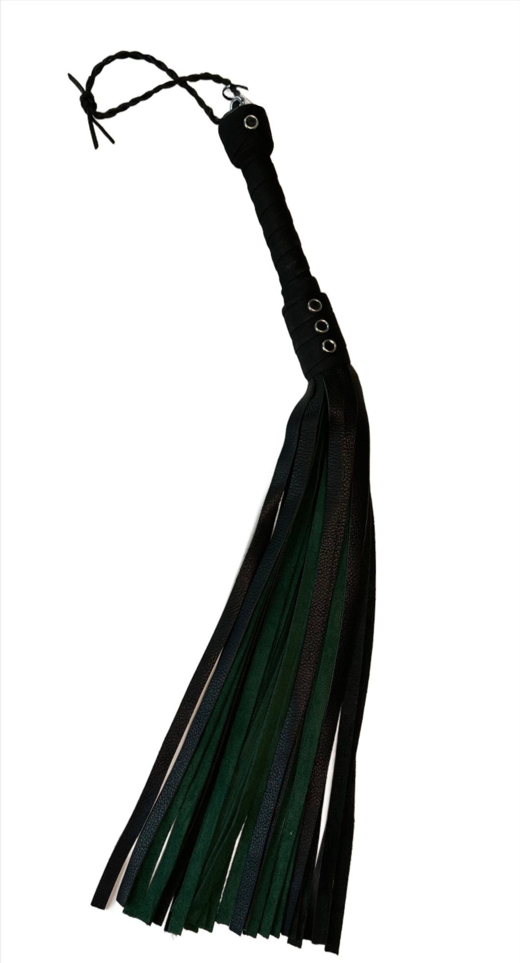 Bare Leatherworks - Full Cow Flogger (Black/Green)