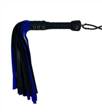 Load image into Gallery viewer, Bare Leatherworks - Midsize Cow Flogger (Black/Blue)
