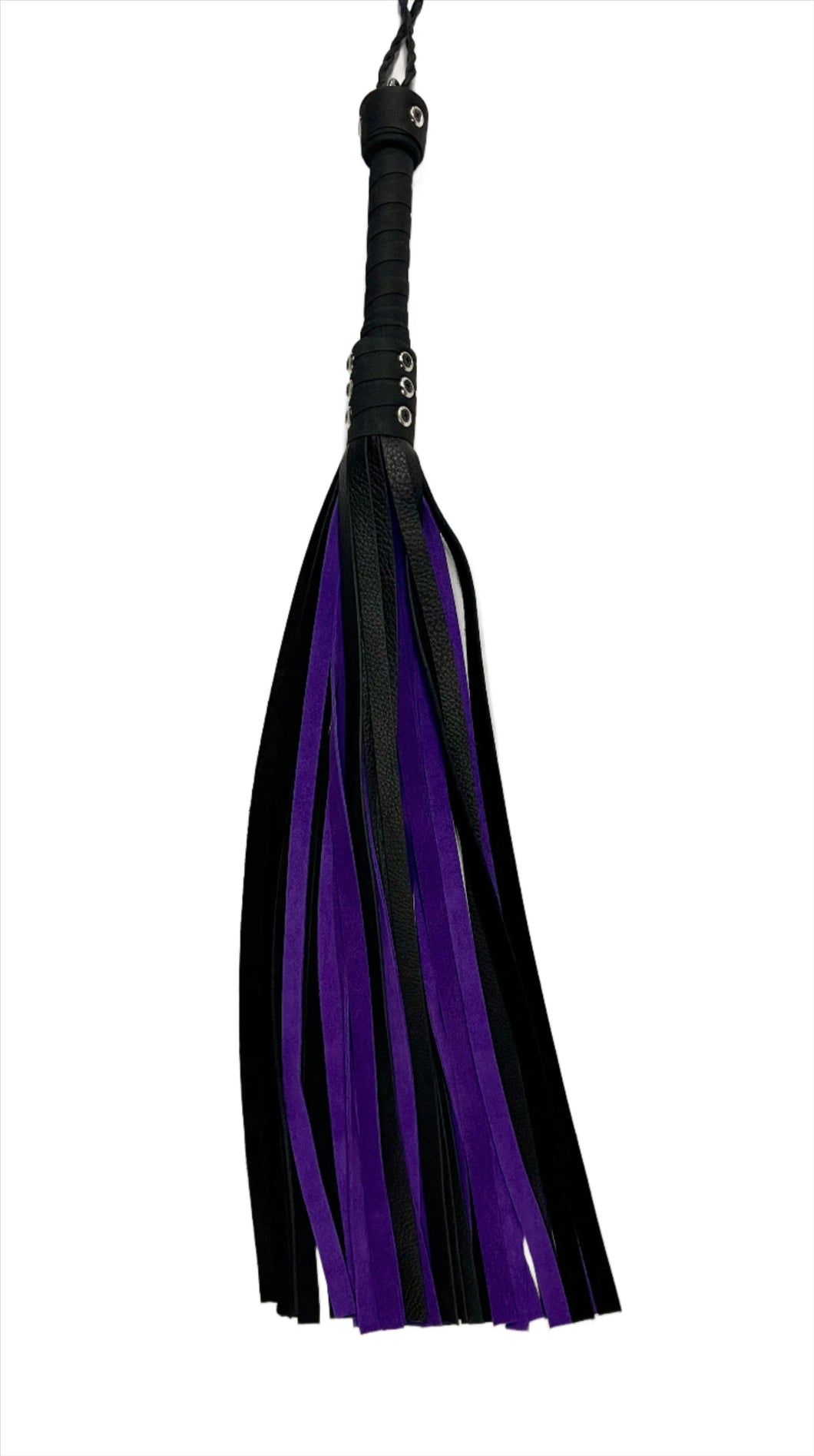 Bare Leatherworks - Midsize Cow Flogger (Black/Purple)