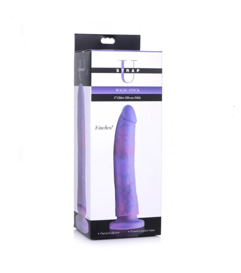 Magic Stick Glitter Silicone Dildo - 8 Inch (Purple)