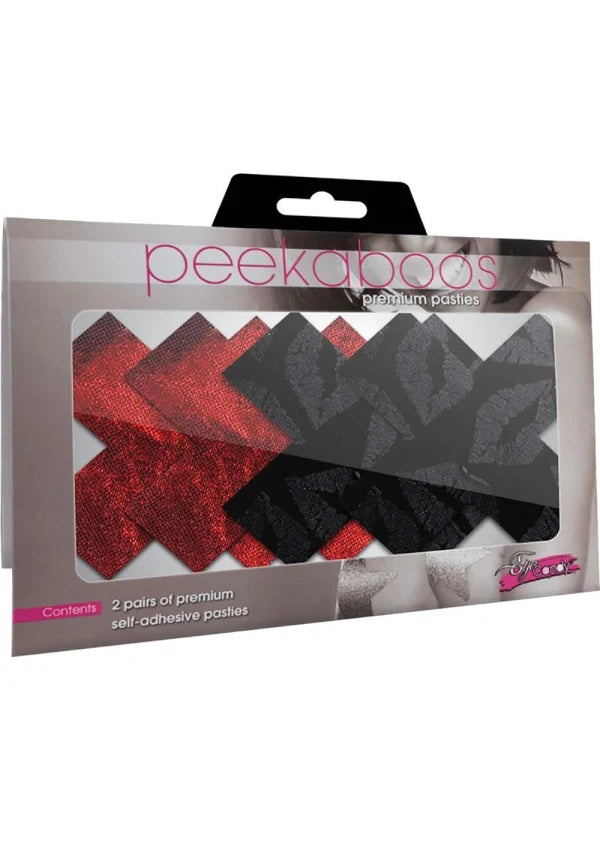 Peekaboos Pasties - Stolen Kisses Xs (Red & Black)