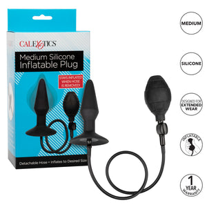 Anal Medium Silicone Inflatable Plug  (Black)