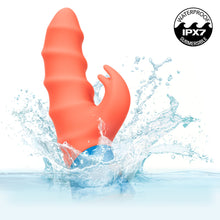 Load image into Gallery viewer, Rechargeable Silicone Rabbit Vibrator - Orange/Blue
