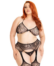 Load image into Gallery viewer, Opposites Attract Bra and Panty Set - Plus (Black)
