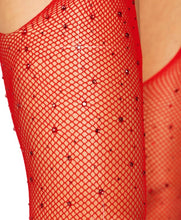 Load image into Gallery viewer, Casey Rhinestone Suspender Pantyhose - O/S (Red)
