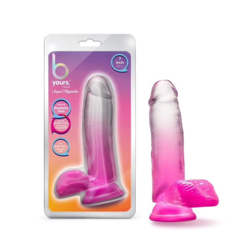 B Yours Sugar Magnolia Dildo - 7 inch (Pink/Clear)