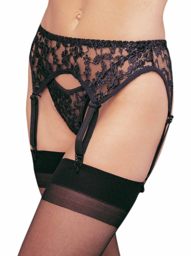 Lolita Garter Belt & Thong Set - O/S (Black)