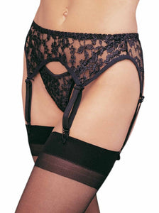 Lolita Garter Belt & Thong Set - Plus (Black)