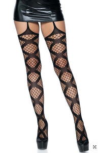 Arabella Faux Wrap Garter Stockings- O/S (Black)