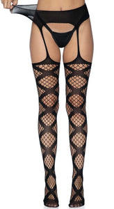 Arabella Faux Wrap Garter Stockings- O/S (Black)