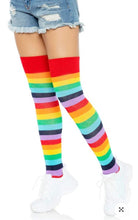 Load image into Gallery viewer, Cherry Rainbow Thigh High Socks- O/S
