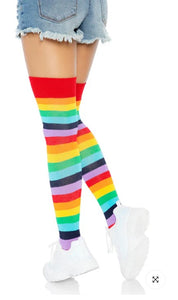 Cherry Rainbow Thigh High Socks- O/S