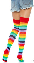 Load image into Gallery viewer, Cherry Rainbow Thigh High Socks- O/S
